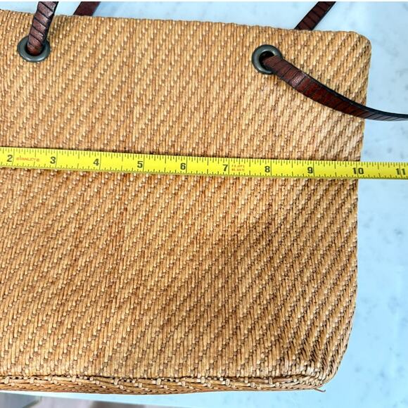 Talbots Italian Woven Straw Tote Bag w/ Leather Trim Made in Italy - Picture 9 of 10